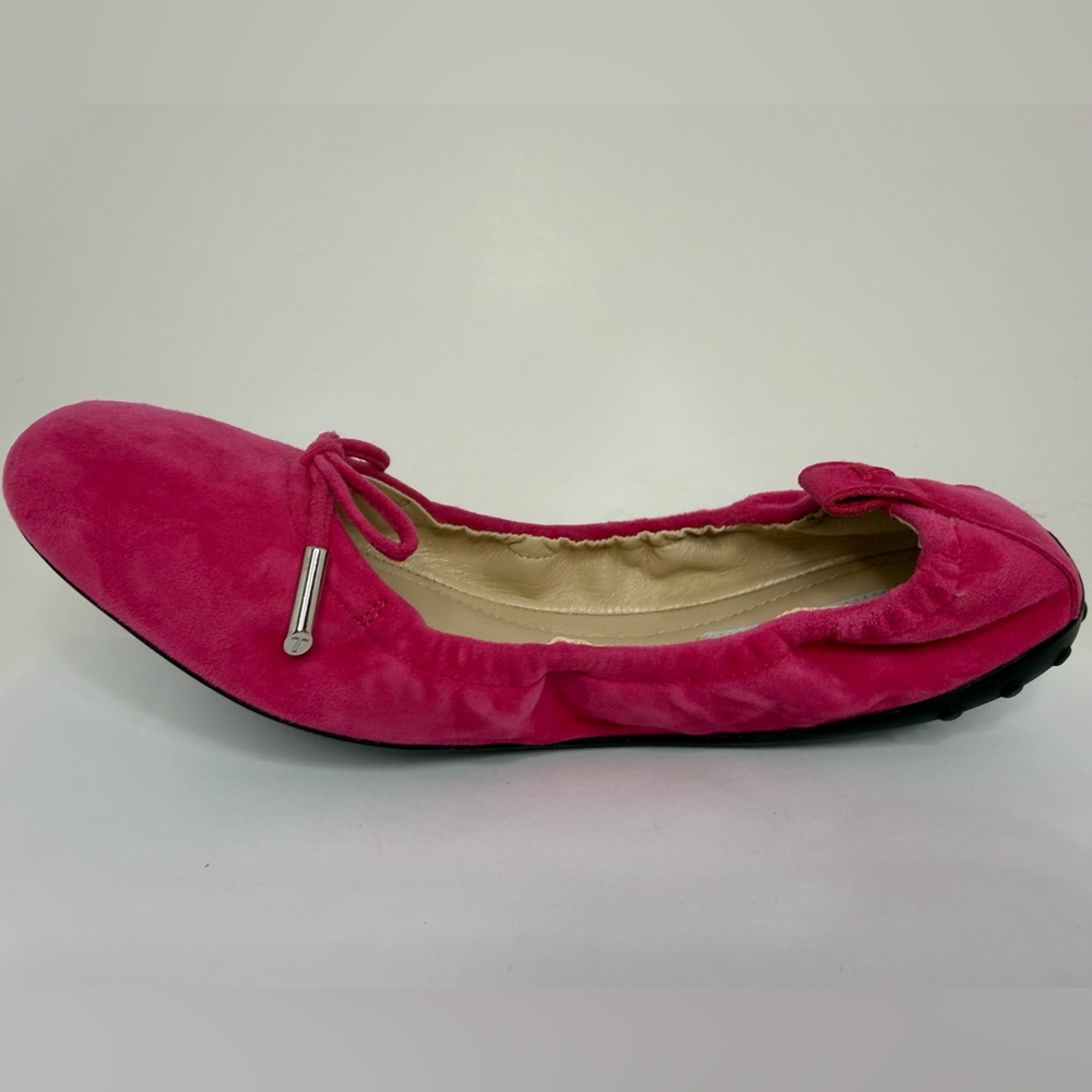 Tod's Gommino Bright Pink Suede Ballet Flat NEW never worn - Picture 10 of 16